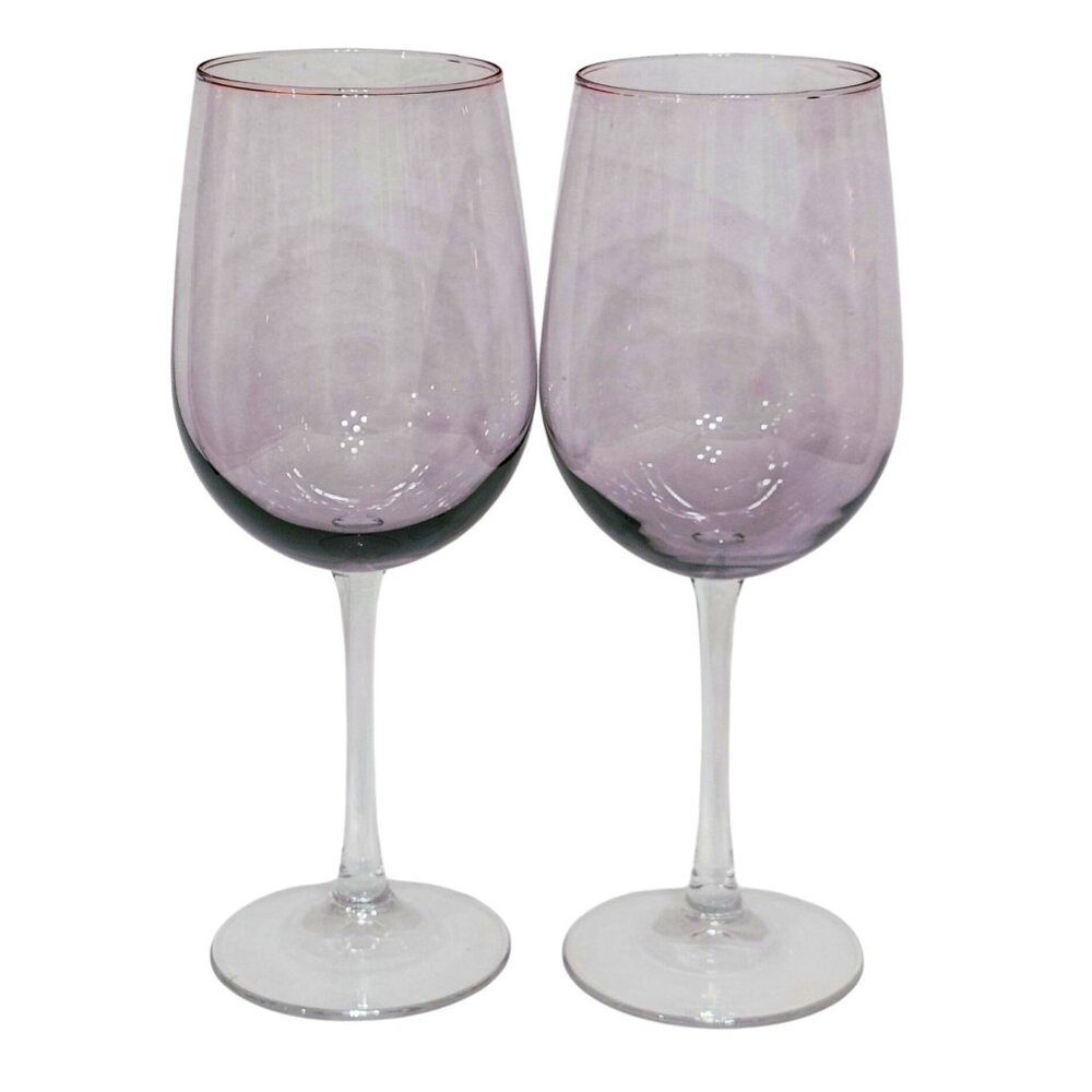 2 Vina Purple Wine Glasses 9" Libbey red wine water goblet 18oz